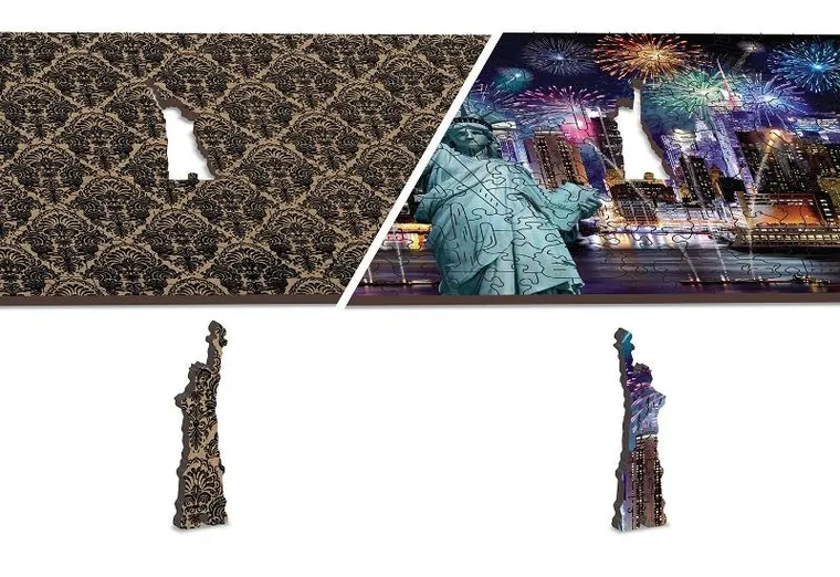Wooden.City, Nowy Jork nocą, rozmiar XL, drewniane puzzle z figurkami, 1000 elementów