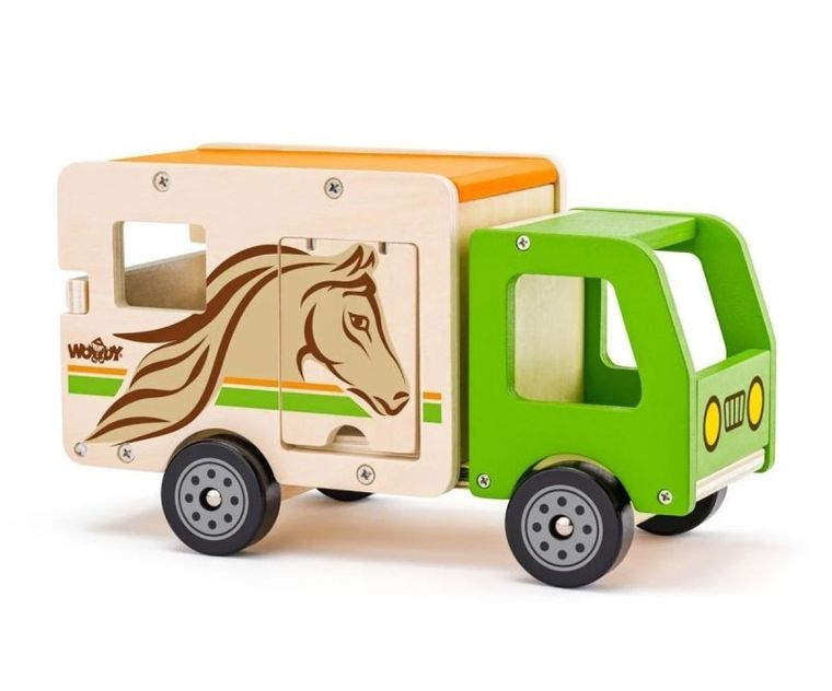Woody, ciężarówka do transportu koni, drewniany pojazd z figurkami