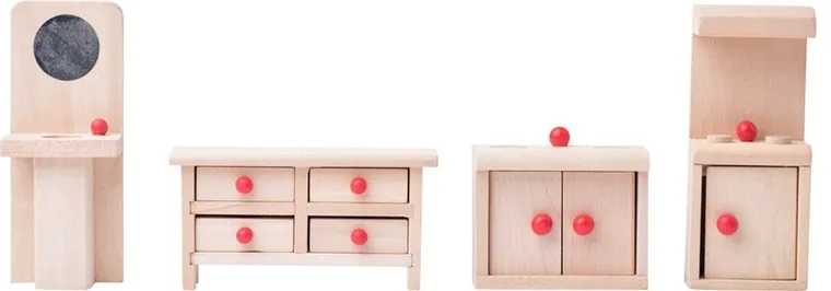 Woodyland, drewniany domek dla lalek z akcesoriami, 2-piętrowy