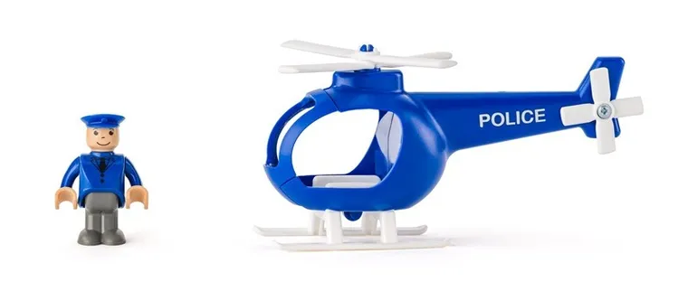 Woodyland, drewniany garaż policyjny z pojazdami i figurkami, 11 elementów