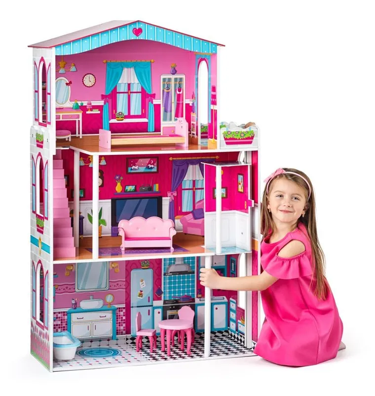 Woodyland, Mirabella, domek dla lalek z akcesoriami, drewniany, 85-45-12 cm