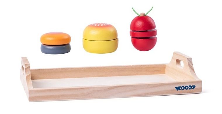Woodyland, zestaw śniadaniowy do krojenia, drewniane jedzenie