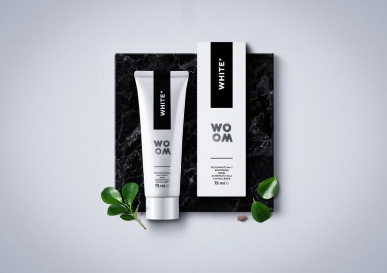 WOOM, White+, naturalna pasta intensywnie wybielająca zęby, 75 ml