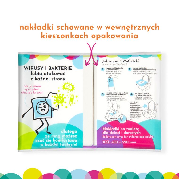 WuCetki, jednorazowe papierowe nakładki na toaletę, brzegi XXL, 3-10 szt.