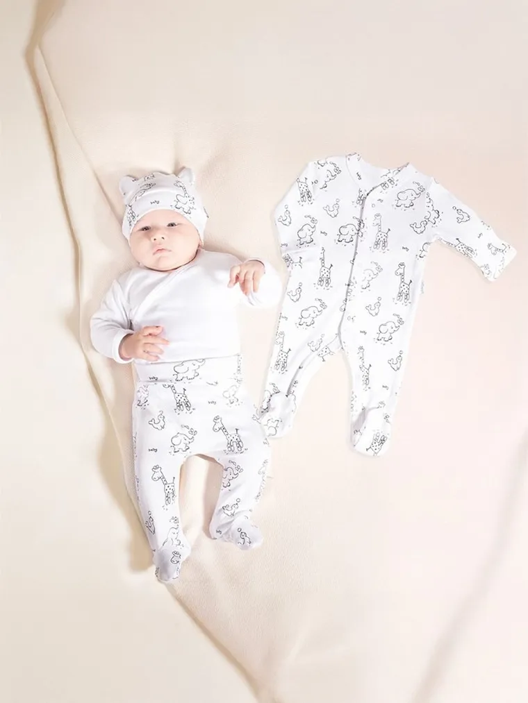 Wyprawka niemowlęca, biała, 4 elementy, Nicol