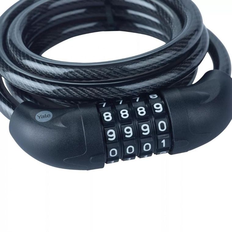 Yale, Essential Security Combination Cable Lock, linka rowerowa stalowa z zamkiem szyfrowym, 10-1800 mm