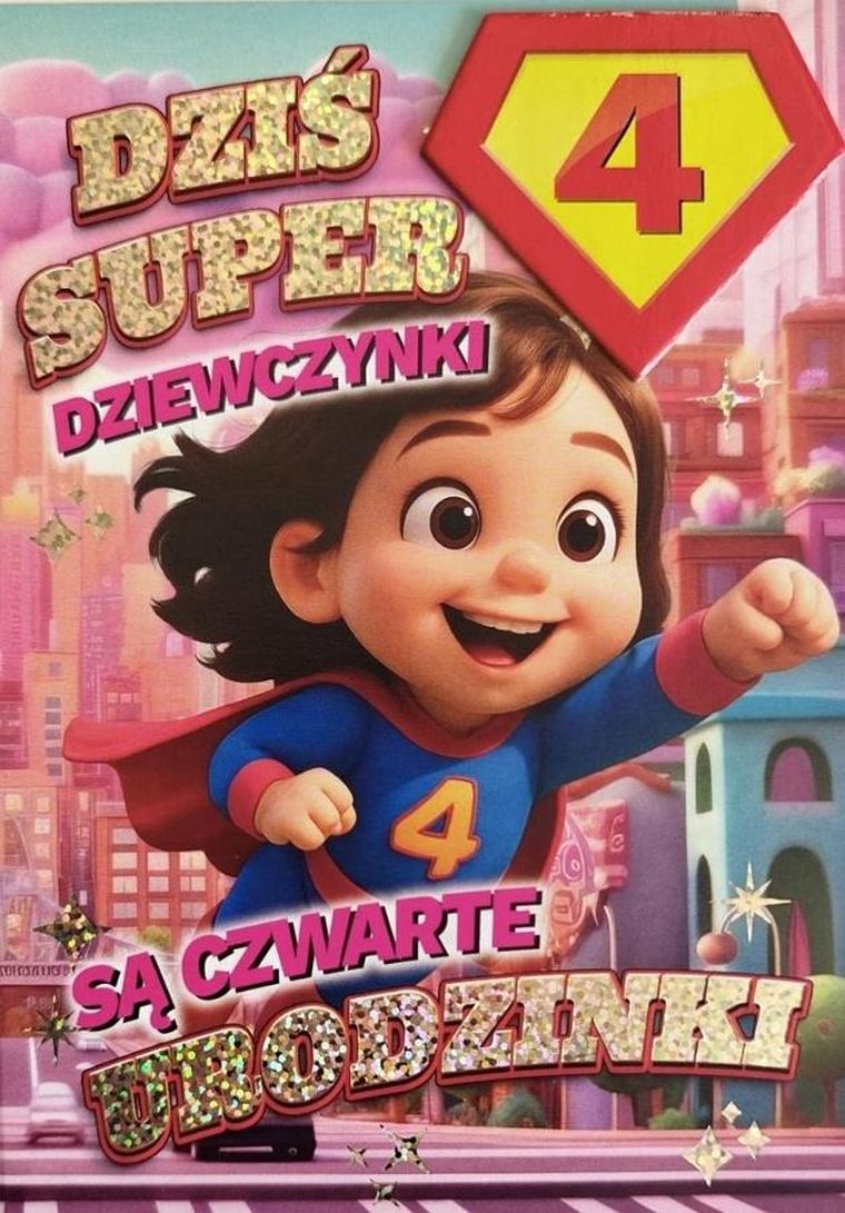 YEKU, karnet, Urodziny 4 dziewczynka, Superbohaterka