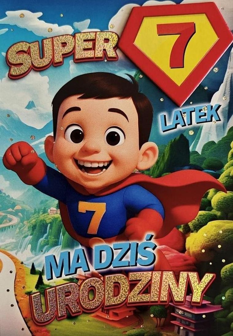 YEKU, karnet, Urodziny 7 chłopiec, Superbohater