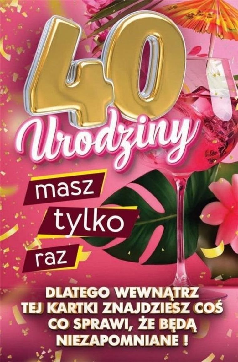Yeku, karnet z nakładką na butelkę, 40 Urodziny