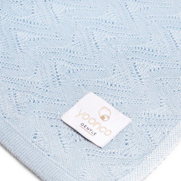 Yoonco, Ażur, kocyk bambusowy, mgiełka, niebieski