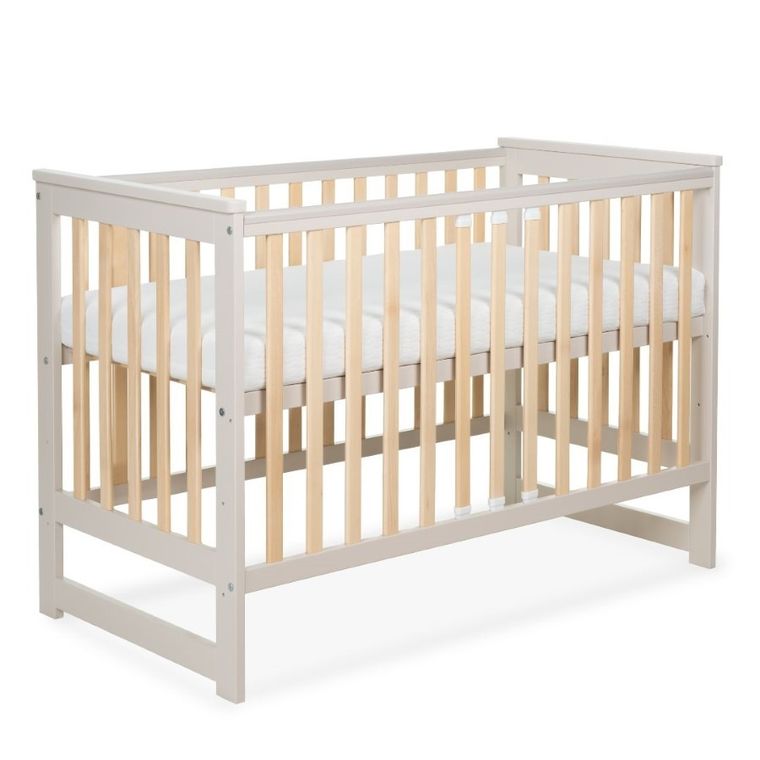 Yoonco, IWI, łóżeczko drewniane z barierką, beż/buk