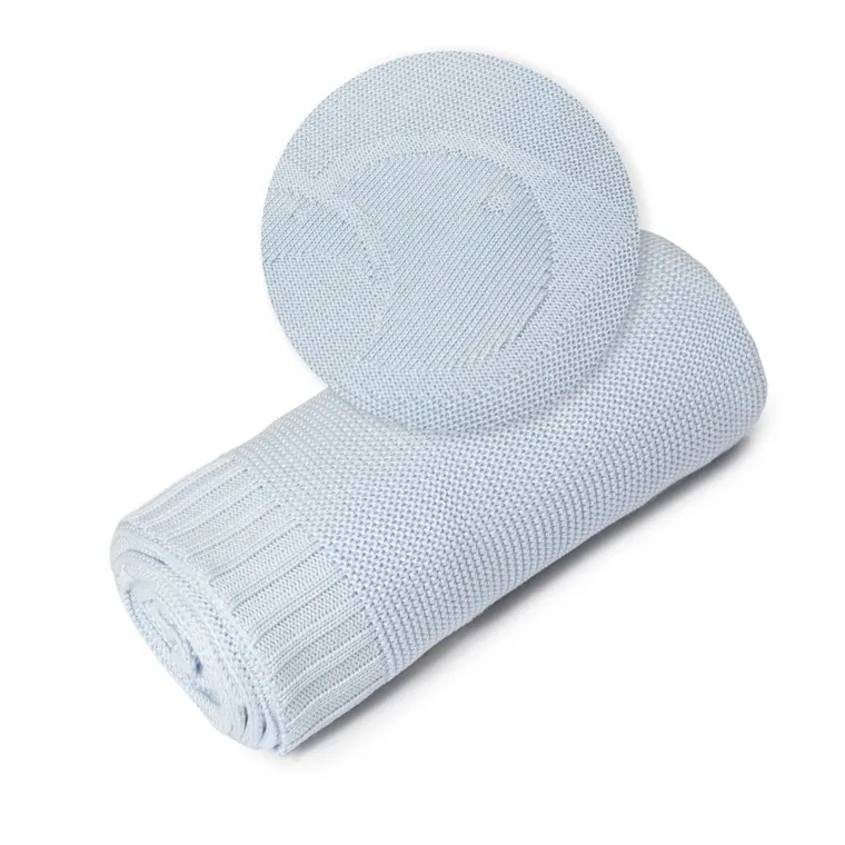 Yoonco, kocyk bambusowy, niebieski, 80-100 cm