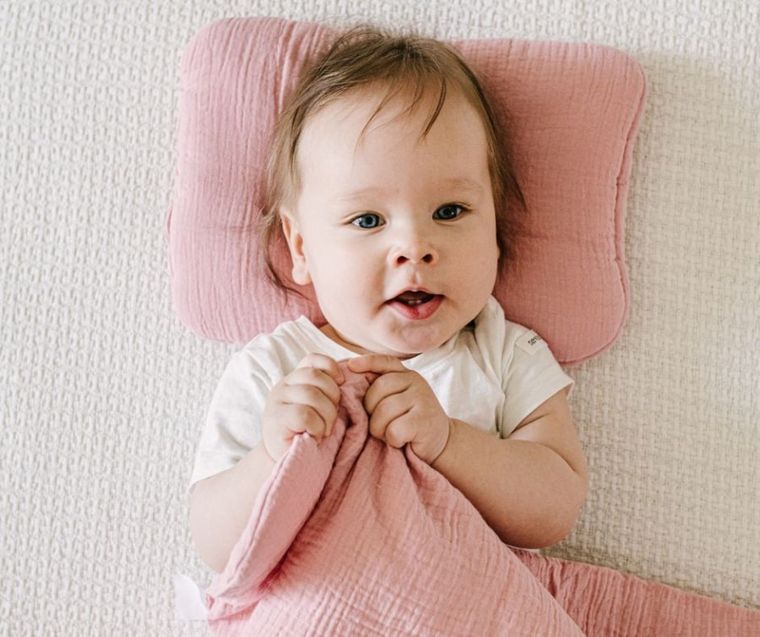 Yoonco, muślinowy komplet: poduszka + kołderka, brudny róż