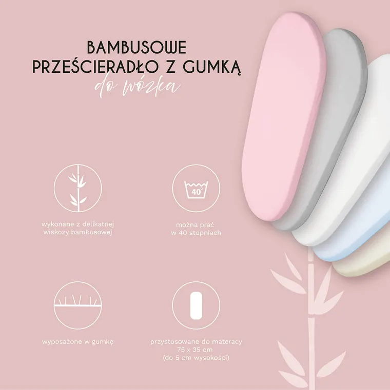 Yoonco, prześcieradło do wózka, bambusowe, niebieskie, 75-35 cm