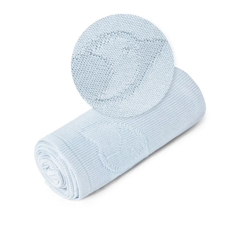 Yoonco, Ptaszki, koc bambusowy, niebieski, 80-100 cm