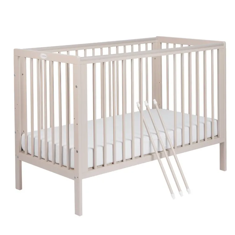 Yoonco, Timio, łóżeczko drewniane z barierką, beżowe, 120-60 cm