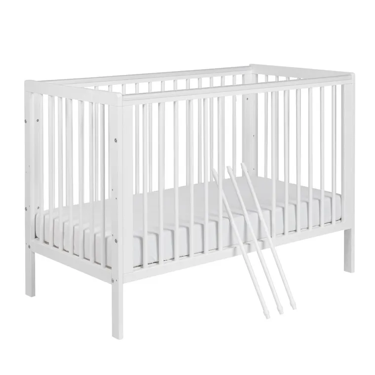 Yoonco, Timio, łóżeczko drewniane z barierką, białe