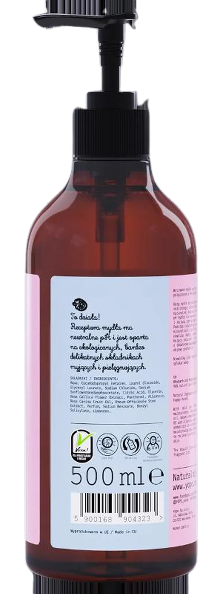 Yope, mydło kosmetyczne, rabarbar i róża, 500 ml