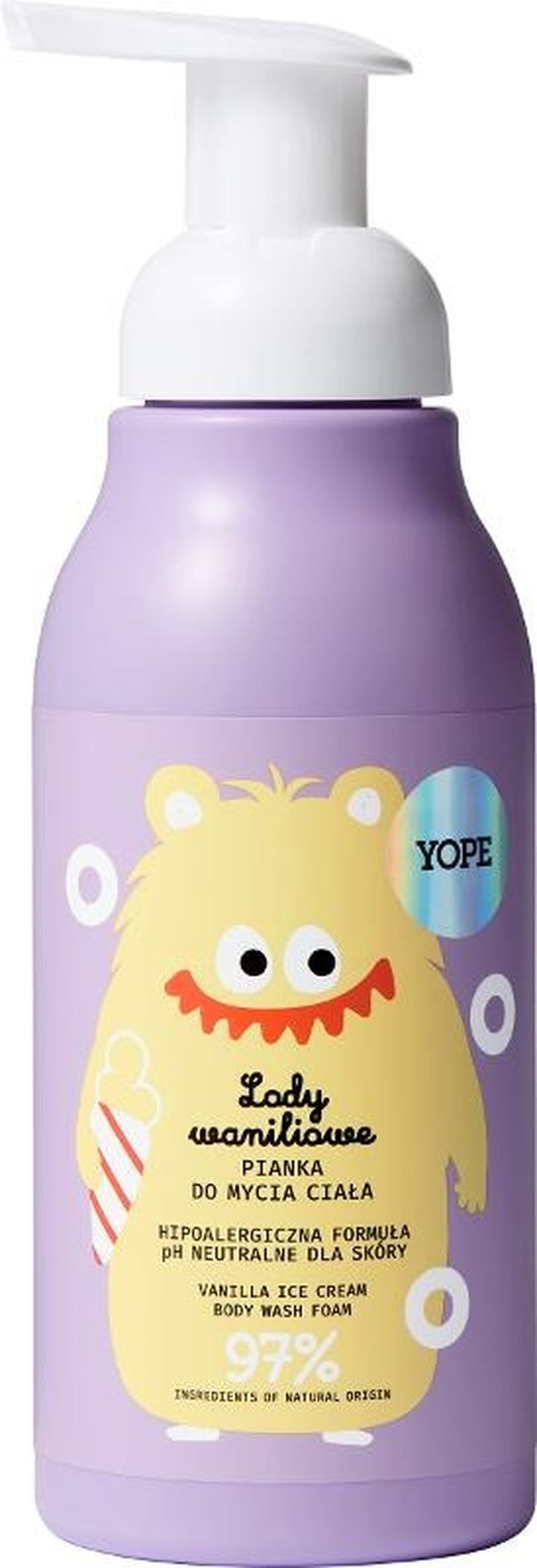 Yope, pianka do mycia ciała dla dzieci, lody waniliowe, 400 ml