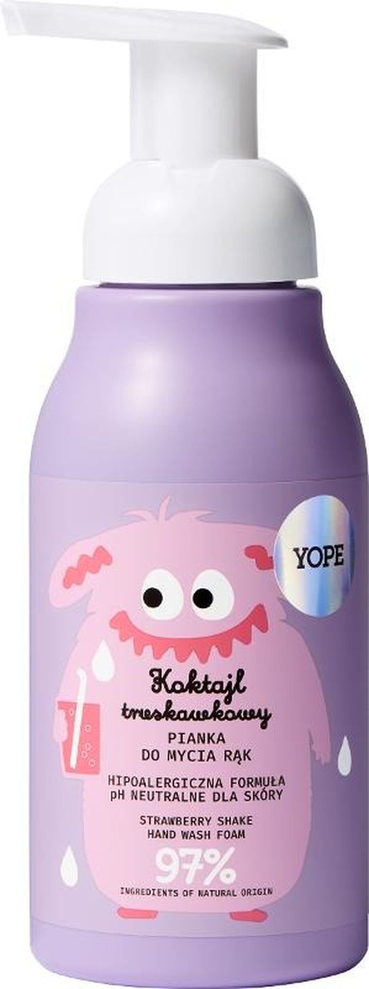 Yope, pianka do mycia rąk dla dzieci, koktajl truskawkowy, 300 ml