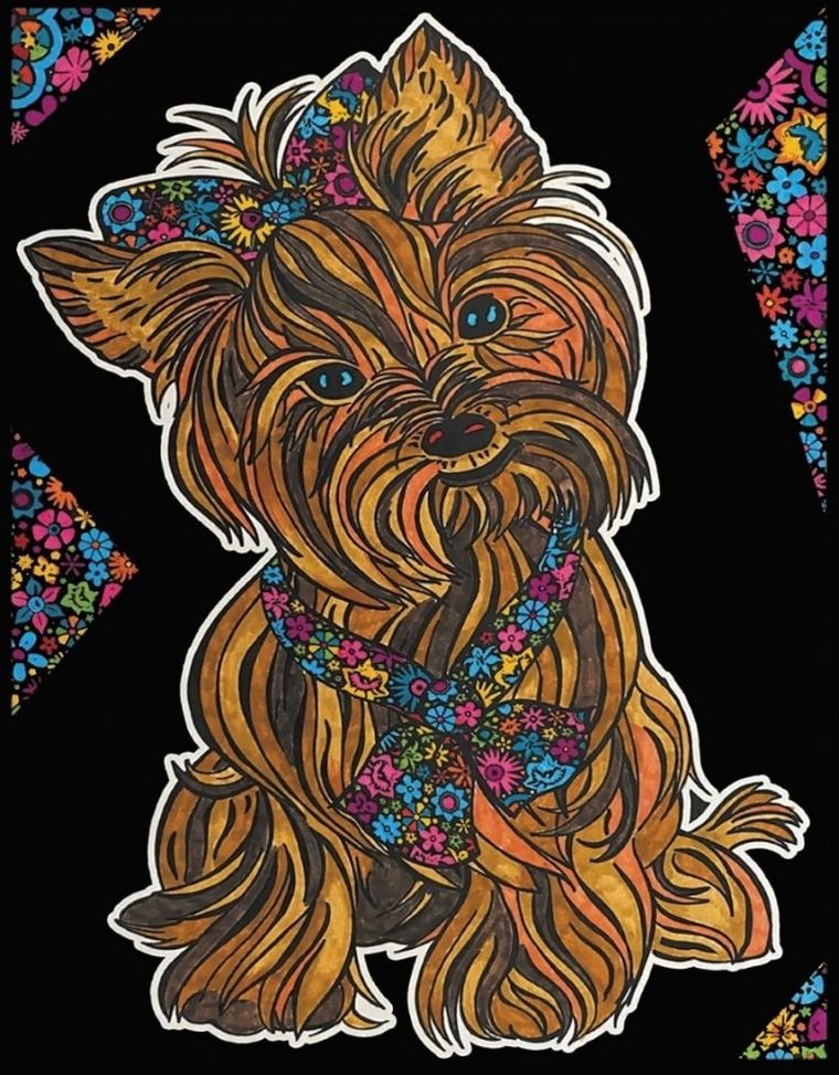 Yorkshire Terrier. Kolorowanka welwetowa 47-35 cm