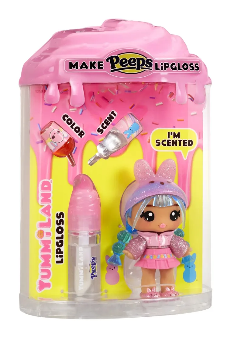 Yummiland, PEEPS®, Lip Gloss Doll, Maddie Mallows, mini laleczka + błyszczyk DIY do ust