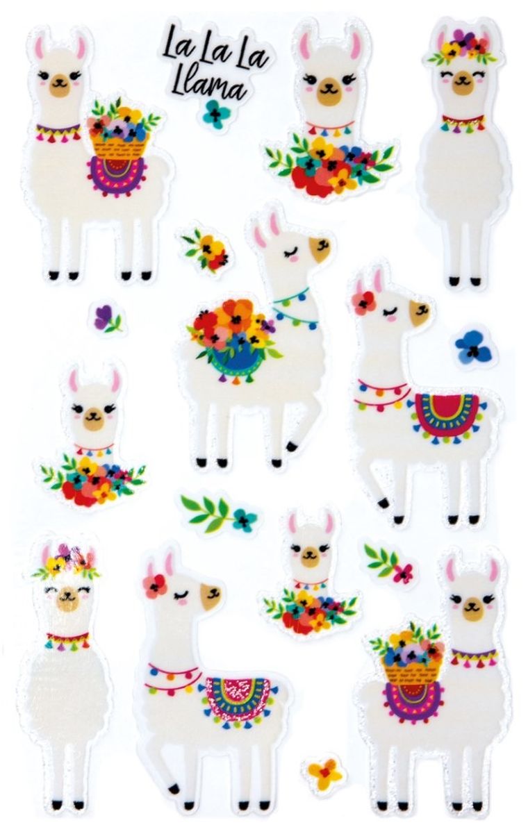 Z-Design, brokatowe naklejki, alpaki