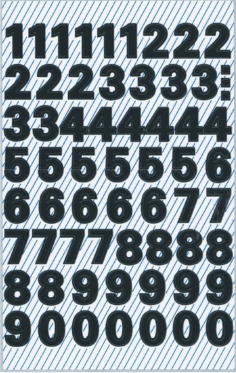 Z-Design, naklejki czarne cyfry (38 pkt./95 mm), wodoodporne