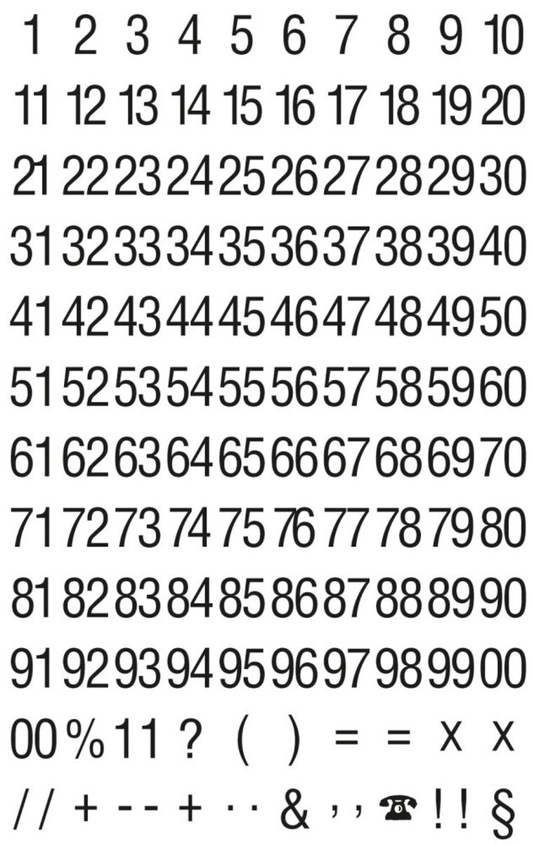 Z-Design, naklejki czarne cyfry na białym tle (helvetica 26pkt./6,5mm)