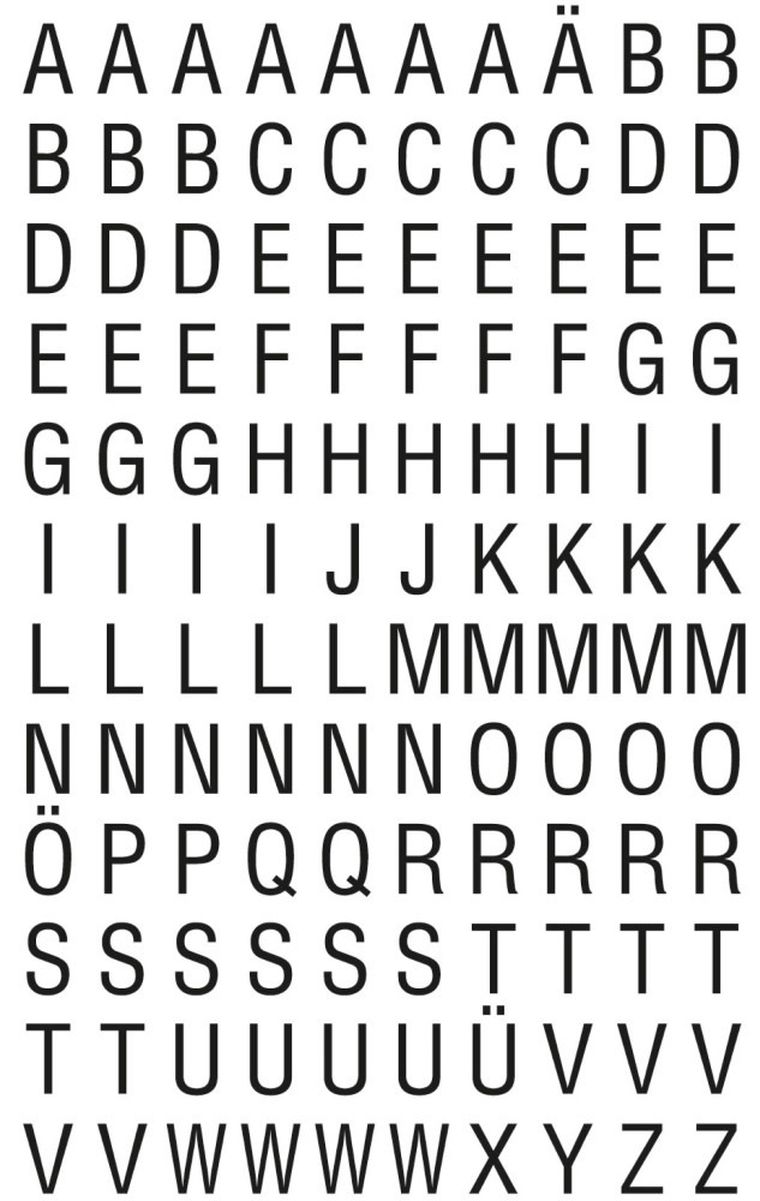 Z-Design, naklejki czarne litery na białym tle (helvetica 26pkt./6,5mm)