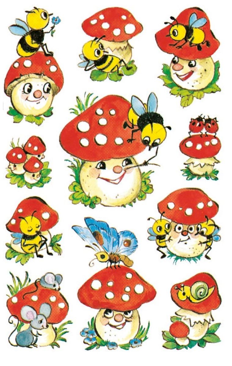 Z-Design, naklejki papierowe, muchomorki