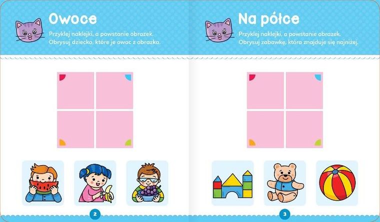 Zabawy malucha z kotkiem. Aktywizująca książeczka z naklejkami puzzlami