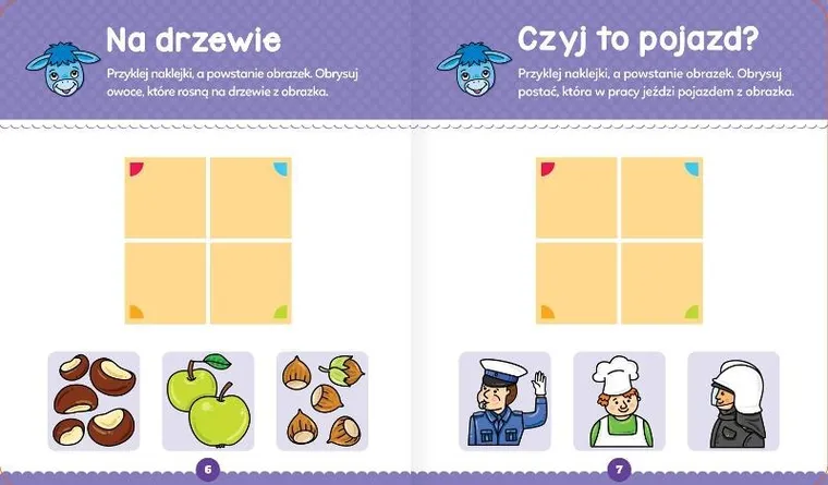 Zabawy malucha z osiołkiem. Aktywizująca książeczka z naklejkami puzzlami