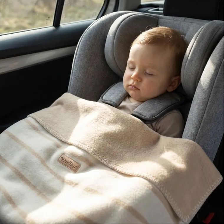 Zaffiro, Alba, koc bawełniany, beige, 75-100 cm