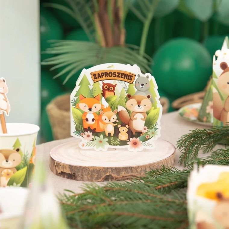 Zaproszenia, leśni przyjaciele, 6 szt.