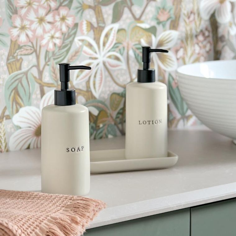 Zeller, ceramiczne dozowniki do mydła i lotionu, Bath style, 3 elementy