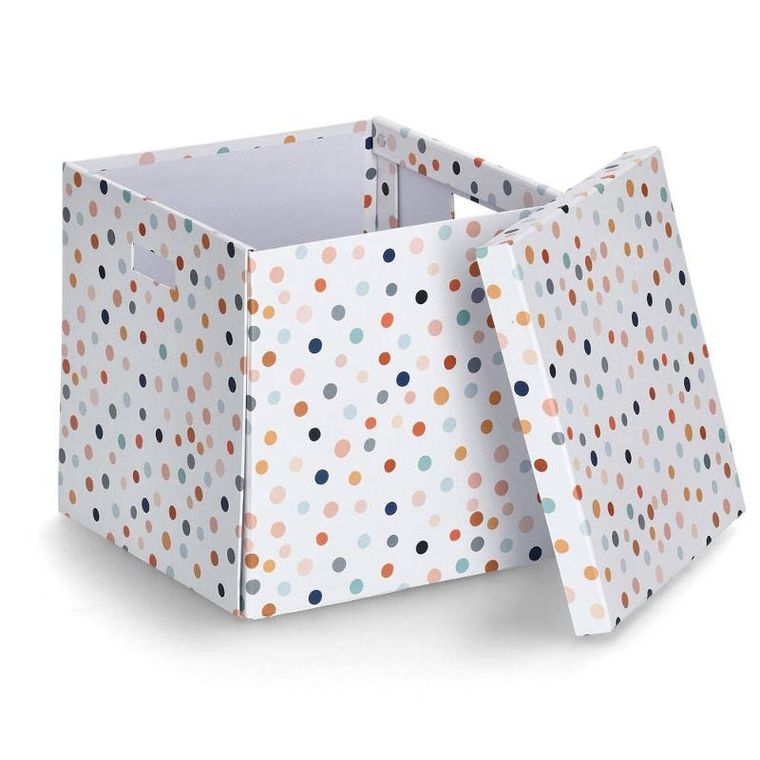 Zeller, Dots, kartonowe pudełko z pokrywą, 33,5-33-32 cm