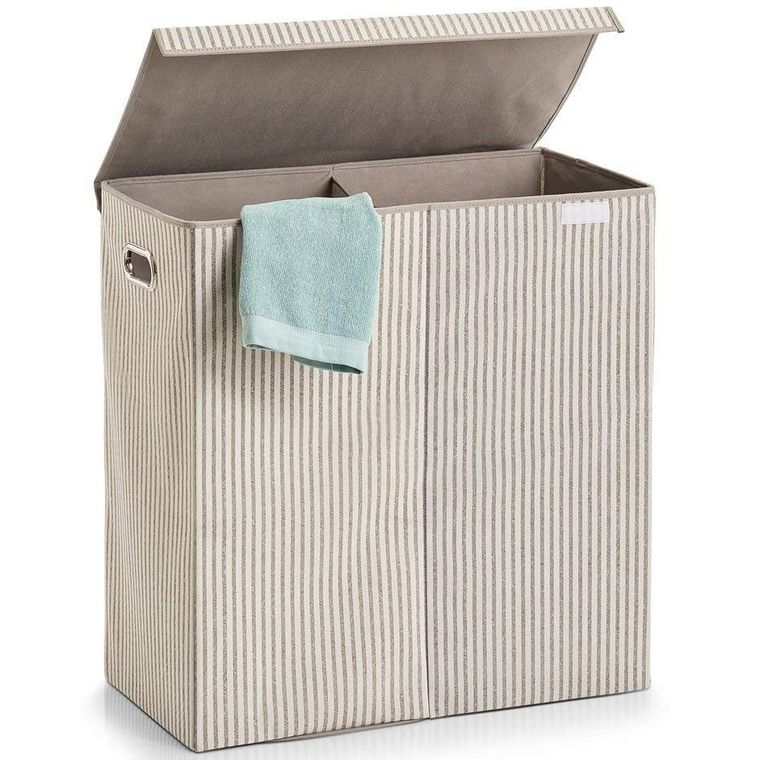 Zeller, kosz dwukomorowy na pranie, składany, 120 l, 63-61,5-31 cm