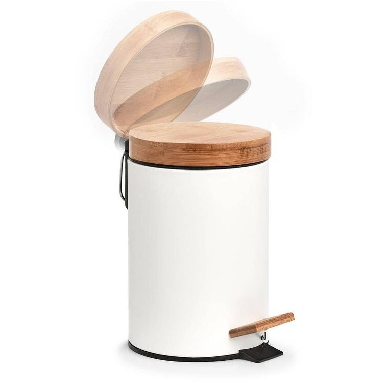 Zeller, kosz łazienkowy z metalu i bambusa, średnica 16,8 cm