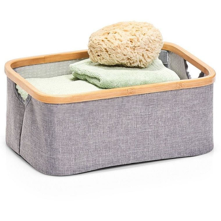 Zeller, kosz z płótna i bambusa do przechowywania przedmiotów, szary