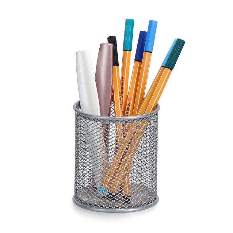 Zeller, kubek na długopisy z metalowej siatki, ø 8 cm, mesh