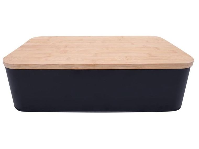 Zeller, metalowy chlebak z bambusową deską do krojenia, 2w1