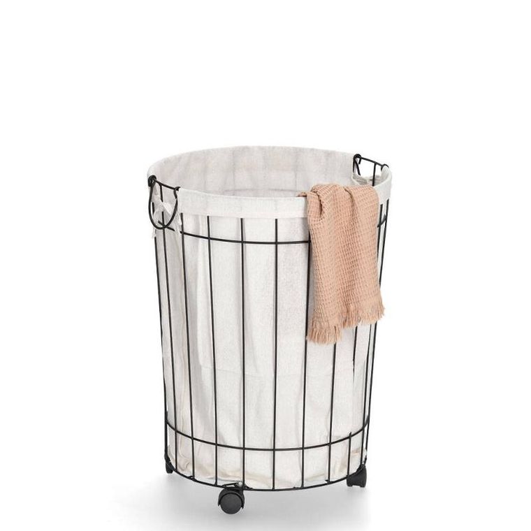 Zeller, metalowy kosz na pranie na kółkach, średnica 44-55 cm