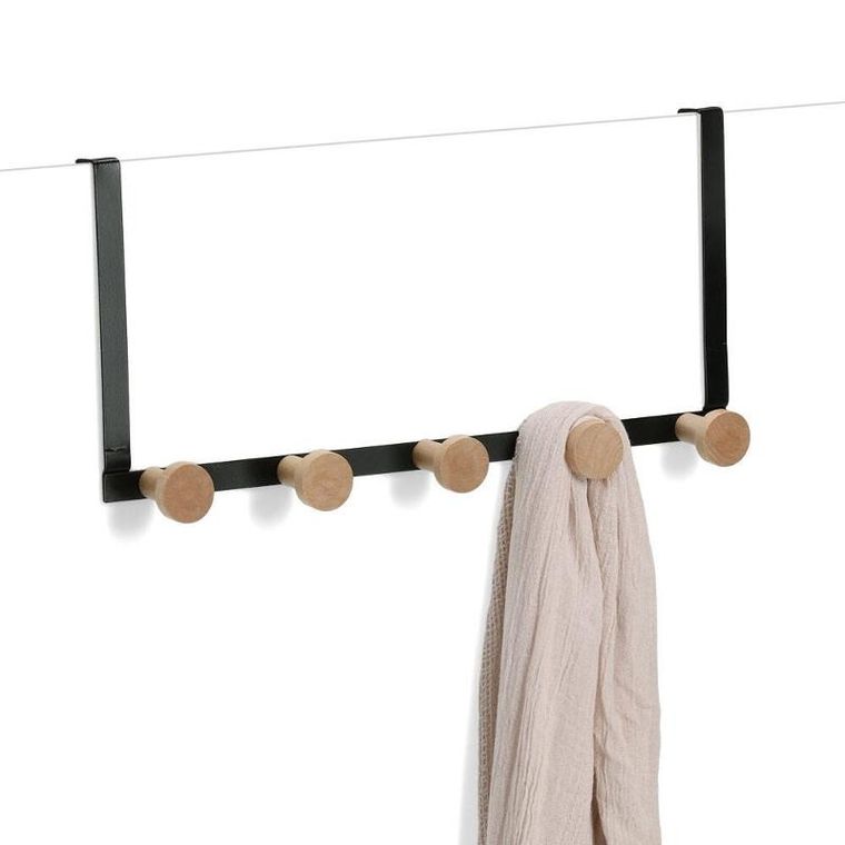 Zeller, metalowy wieszak na drzwi, 5 haczyków