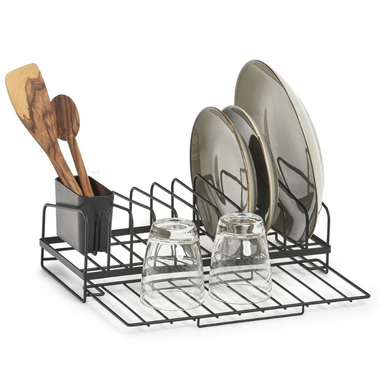 Zeller, ociekacz na naczynia z koszykiem na sztućce, metalowy