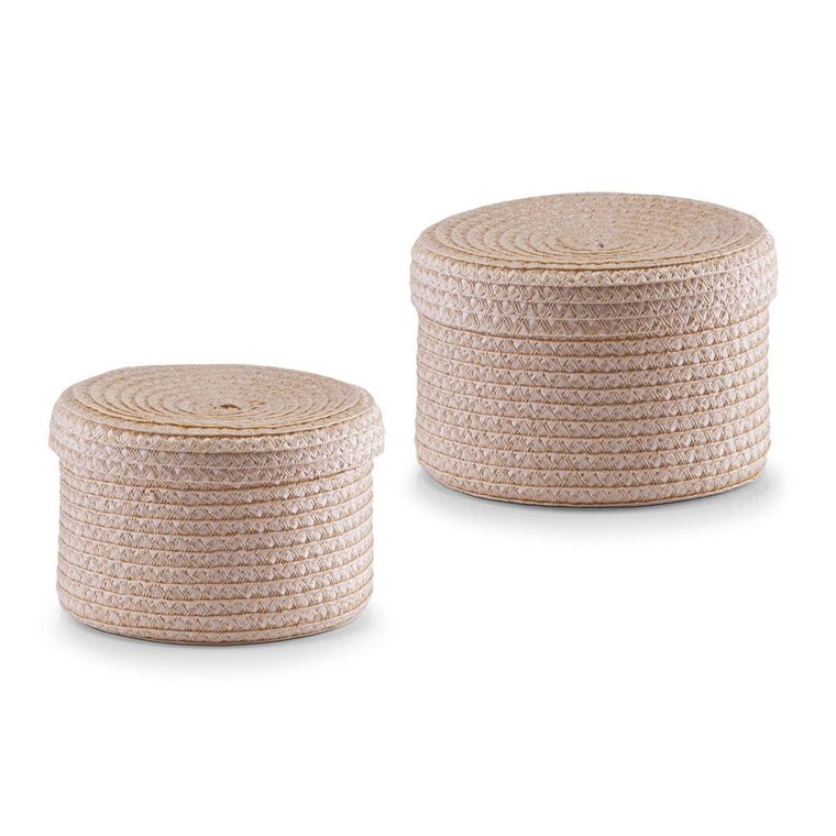 Zeller, okrągłe kosze na akcesoria, drobiazgi, 2 szt., naturalny