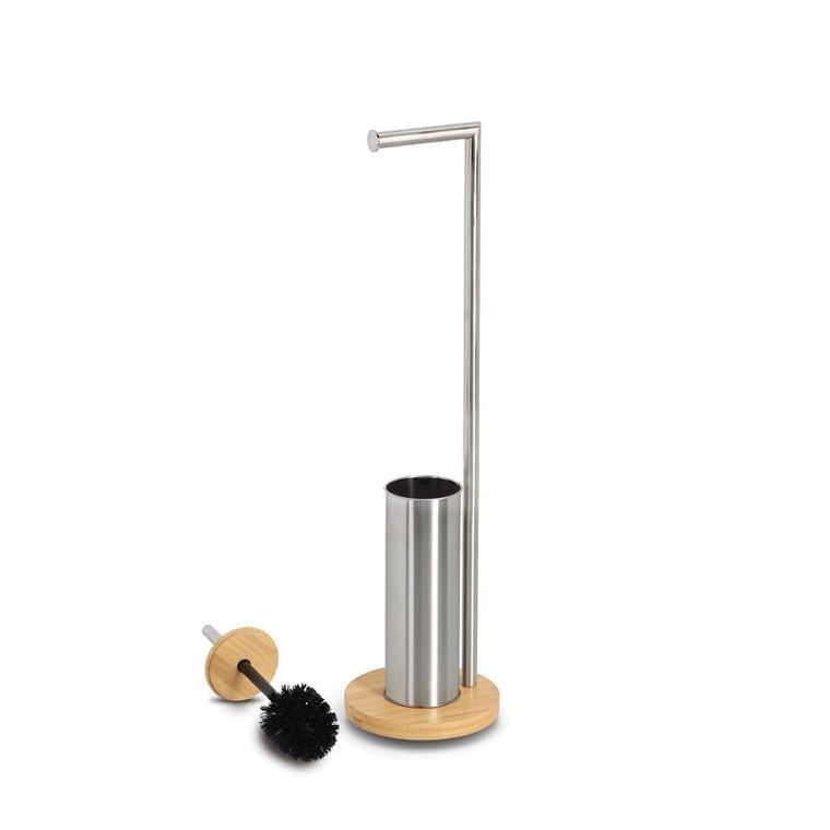 Zeller, Orvo, stojak na papier toaletowy i szczotka do WC, bambus i stal nierdzewna