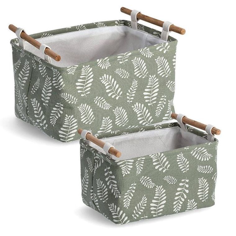 Zeller, pojemnik do przechowywania, bawełniany z uchwytem, motyw liści