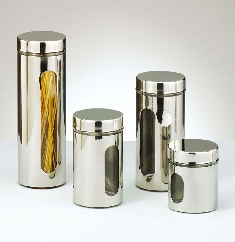 Zeller, pojemnik na żywność sypką, szklany 1200 ml, srebrny