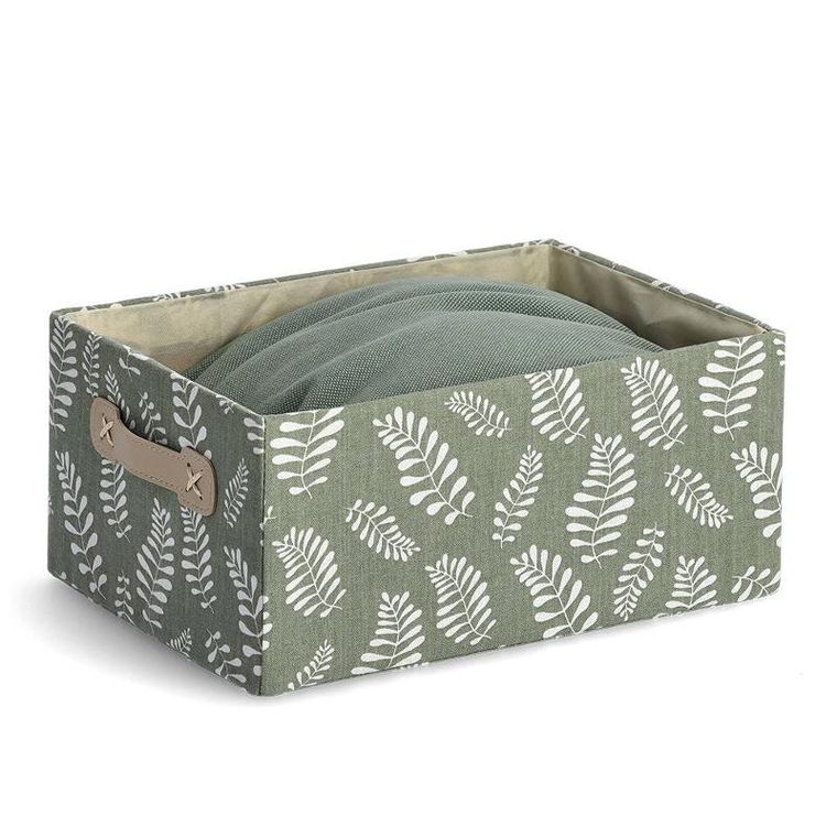 Zeller, pudełko do przechowywania, z pokrywką, bawełniane, motyw liści